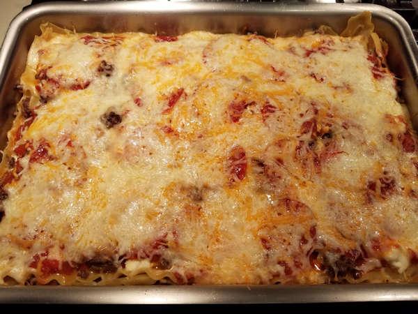 Lasagna cooked in the 9 x 13 Bake & Roast Pan by 360 Cookware