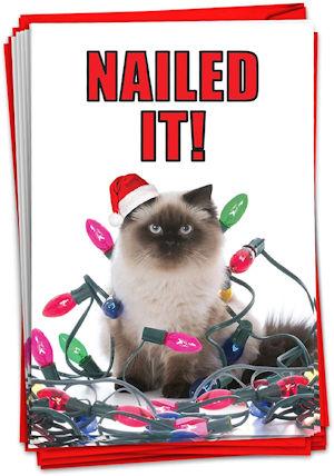 Nailed It Cat Christmas Card Made in USA