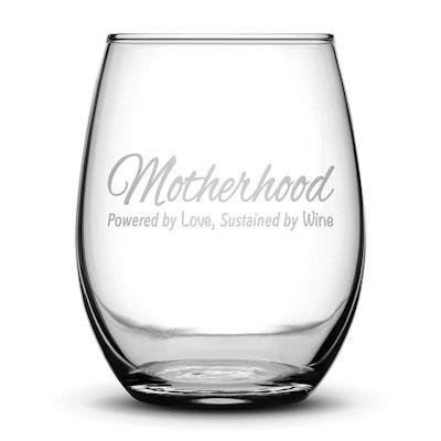Mothers Day Gift Stemless Wine Glass made in USA