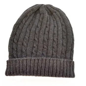 Cabled Bison Wool Beanie Made in the USA